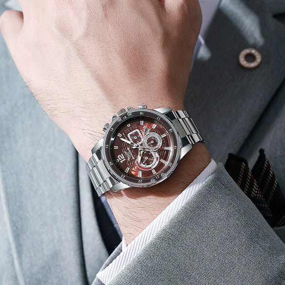 Business Decorative Quartz Movement Alloy Men's Watch With Clown Face Dial And Round Dial Shape