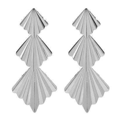 Business Formal Folding Fan Iron Drop Earrings