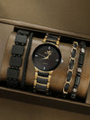 Business Gear Dial Quartz Men's Watch Alloy Case Stainless Steel Strap Round Dial Leisure Style