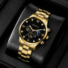 Business Men's Alloy And Stainless Steel Band Watch With Round Dial And Horseshoe Buckle Jewelry Set