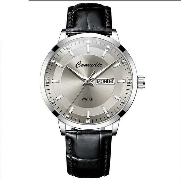 Business Men's Alloy And Stainless Steel Fully Automatic Mechanical Hollow Waterproof Luminous Dual Calendar Round Dial Watch