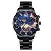 Business Men's Alloy Case Stainless Steel Band Round Dial Watch
