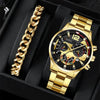 Business Men's Alloy Case Stainless Steel Band Round Dial Watch