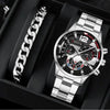 Business Men's Alloy Case Stainless Steel Band Round Dial Watch