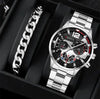 Business Men's Alloy Case Stainless Steel Band Round Dial Watch