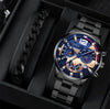 Business Men's Alloy Case Stainless Steel Band Round Dial Watch