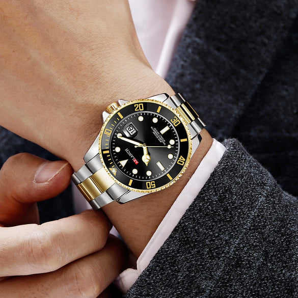 Business Men's Metal And Stainless Steel Round Quartz Watch