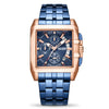 Business Men's Multifunctional Chronograph Quartz Watch Alloy Case Stainless Steel Belt Rectangle Dial
