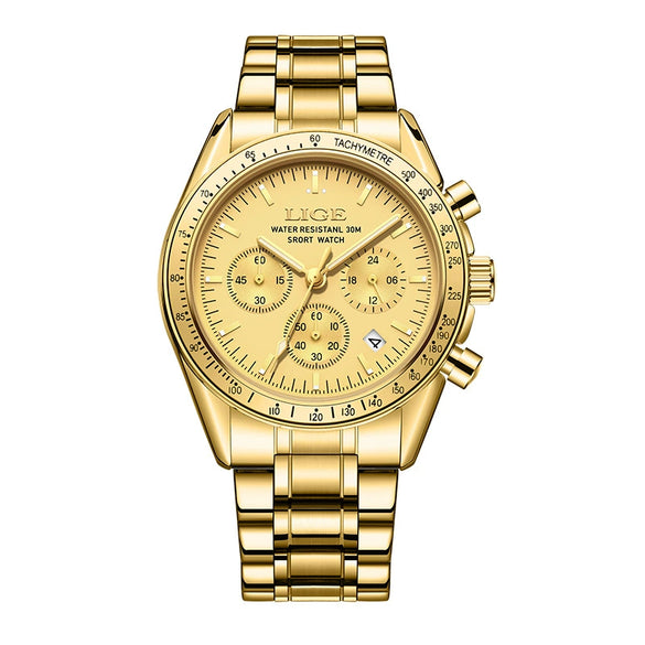 Business Men's Multifunctional Waterproof Calendar Luminous Quartz Watch Zinc Alloy Case Stainless Steel Strap Round Dial