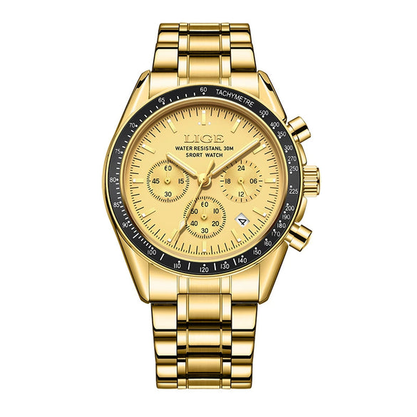 Business Men's Multifunctional Waterproof Calendar Luminous Quartz Watch Zinc Alloy Case Stainless Steel Strap Round Dial
