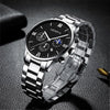 Business Men's Watch Alloy Round Dial With Fake Three Eye Calendar Roman Scale