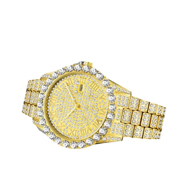 Business Simple Glittering Quartz Watch With Steel Band And Round Dial Made Of Alloy And Stainless Steel