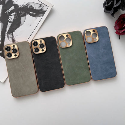 Business Simple Style Solid Color Lambskin   Phone Cases