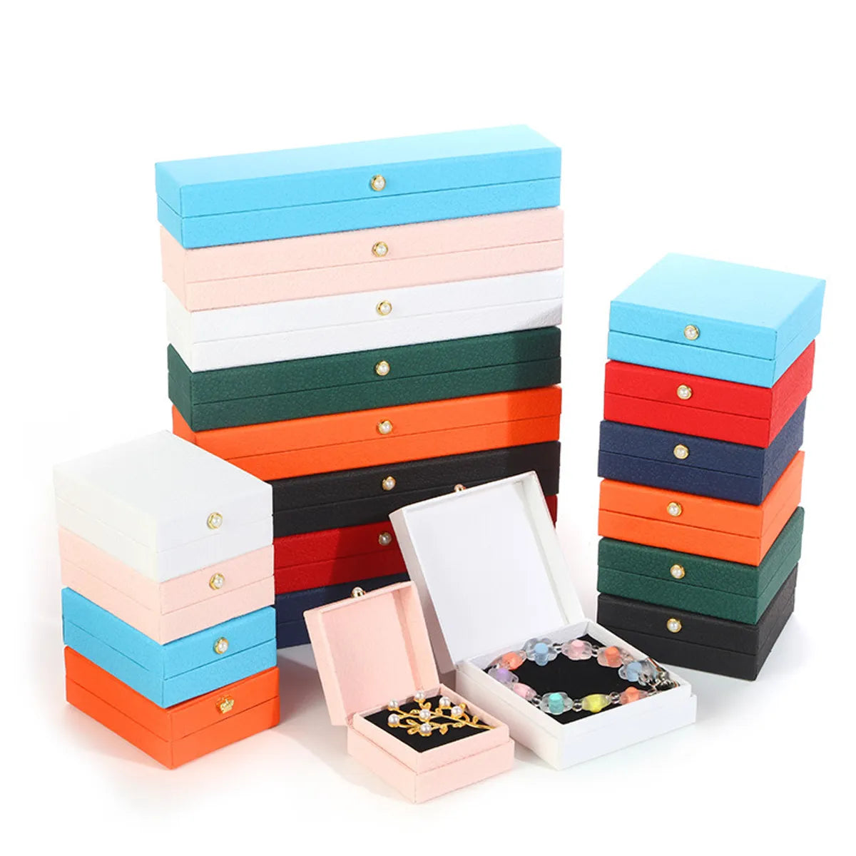 Business Simple Style Solid Color Paper Jewelry Boxes