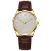 Business Style Alloy And Imitation Leather Quartz Watch With Round Dial And Stainless Steel Buckle