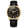 Business Style Alloy And Imitation Leather Quartz Watch With Round Dial And Stainless Steel Buckle