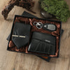 Business Style Alloy Case Stainless Steel Clasp Imitation Leather Strap Round Dial Male Gift Set With Belt Purse Tie Perfume Cufflinks Quartz Watch Pen