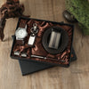 Business Style Alloy Case Stainless Steel Clasp Imitation Leather Strap Round Dial Male Gift Set With Belt Purse Tie Perfume Cufflinks Quartz Watch Pen
