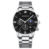 Business Style Men's Alloy Watch With Fake Three Eye Calendar Roman Scale And Round Dial