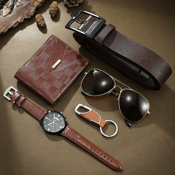 Business Style Men's Quartz Watch Alloy Case Imitation Leather Strap Round Dial