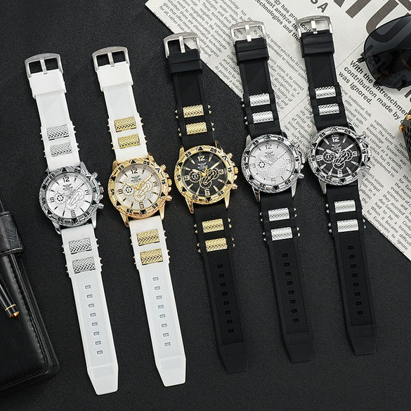 Business Style Men's Quartz Watch With Alloy Case Silicone Strap And Round Dial