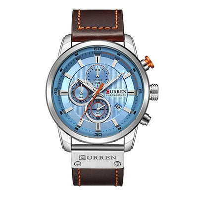 Business Style Men's Wristwatch Metal Case Imitation Leather Strap Stainless Steel Buckle Round Dial