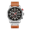 Business Style Men's Wristwatch Metal Case Imitation Leather Strap Stainless Steel Buckle Round Dial