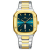 Business Style Rectangular Dial Stainless Steel Men's Watch With Double Calendar And Waterproof Feature