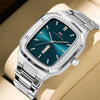 Business Style Rectangular Dial Stainless Steel Men's Watch With Double Calendar And Waterproof Feature
