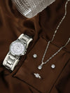 Business Style Round Dial Alloy Strap Quartz Watch For Female With Stainless Steel Clasp
