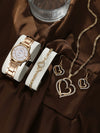 Business Style Round Dial Alloy Strap Quartz Watch For Female With Stainless Steel Clasp