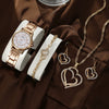 Business Style Round Dial Alloy Strap Quartz Watch For Female With Stainless Steel Clasp