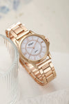 Business Style Round Dial Alloy Strap Quartz Watch For Female With Stainless Steel Clasp