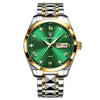 Business Style Waterproof Luminous Double Calendar Men's Watch With Alloy Case Stainless Steel Strap And Mineral Strengthened Glass Mirror