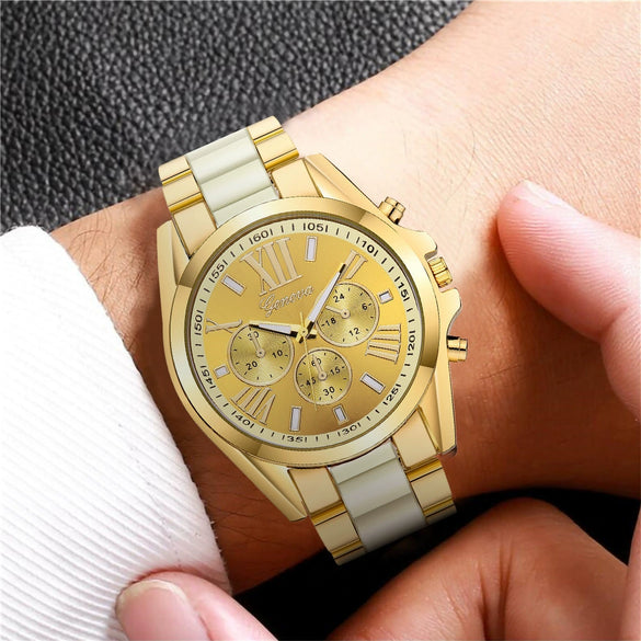 Business Watch Alloy Strip Round Dial With Roman Graduated And Printed Logo For Men