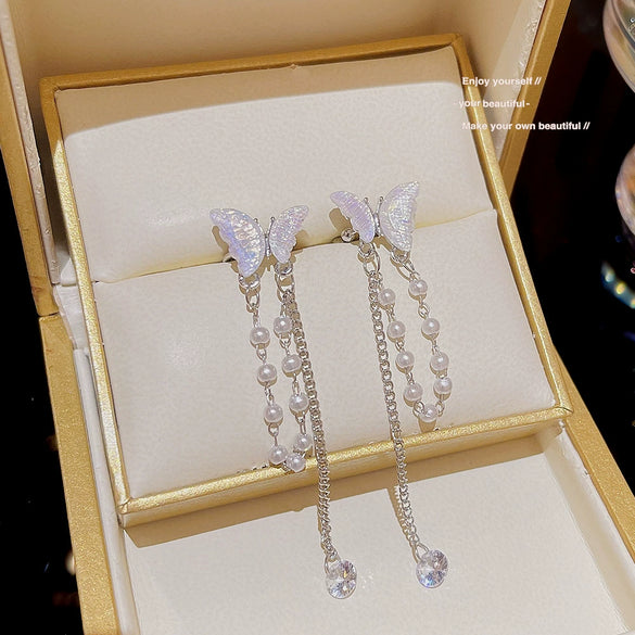 Butterfly Animal Style Copper Pearl Earrings For Women