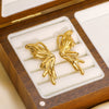 Butterfly Bow Tie Style Women's Titanium Steel 18K Gold Plated Electroplated Earrings
