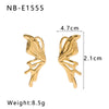 Butterfly Bow Tie Style Women's Titanium Steel 18K Gold Plated Electroplated Earrings