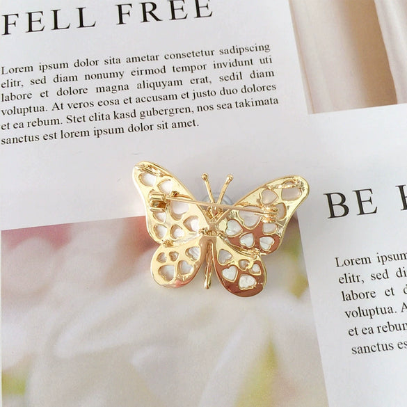Butterfly Brooch Shell Natural Sea Fritillary Water Pearl Insect Pattern Electroplated Women's Fashion Accessory