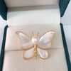 Butterfly Brooch Shell Natural Sea Fritillary Water Pearl Insect Pattern Electroplated Women's Fashion Accessory