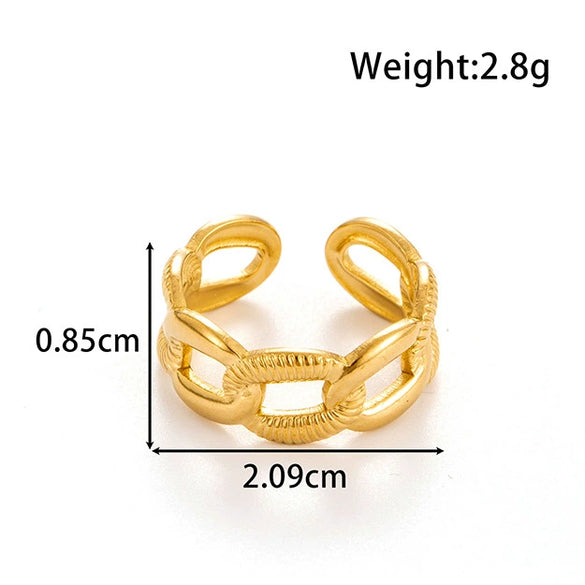 Butterfly Chain Opening Adjustable Ring Titanium Steel Geometric Style Electroplated