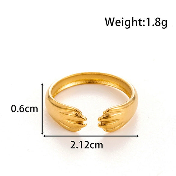 Butterfly Chain Opening Adjustable Ring Titanium Steel Geometric Style Electroplated