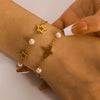 Butterfly Fivepointed Star Titanium Steel And Stainless Steel 18K Plated Geometric Style Bracelet For Women