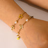 Butterfly Fivepointed Star Titanium Steel And Stainless Steel 18K Plated Geometric Style Bracelet For Women