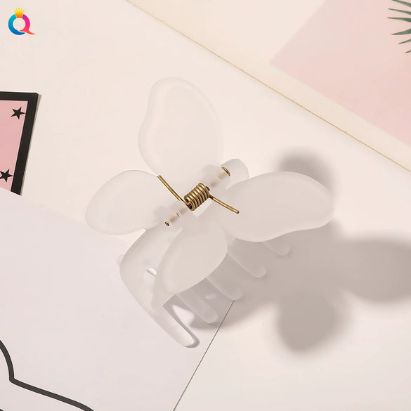 Butterfly Hair Clip Plastic Resin Handmade Women's Grip Style