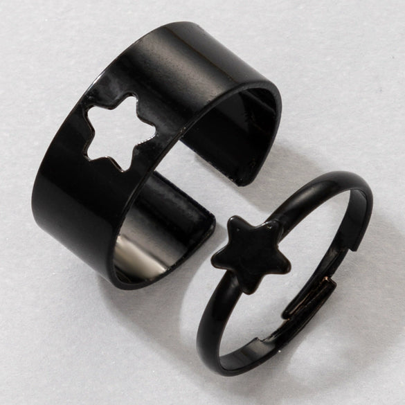 Butterfly Love Star Moon Creative Hollow Punk Couple Ring Pair Alloy With Electroplating