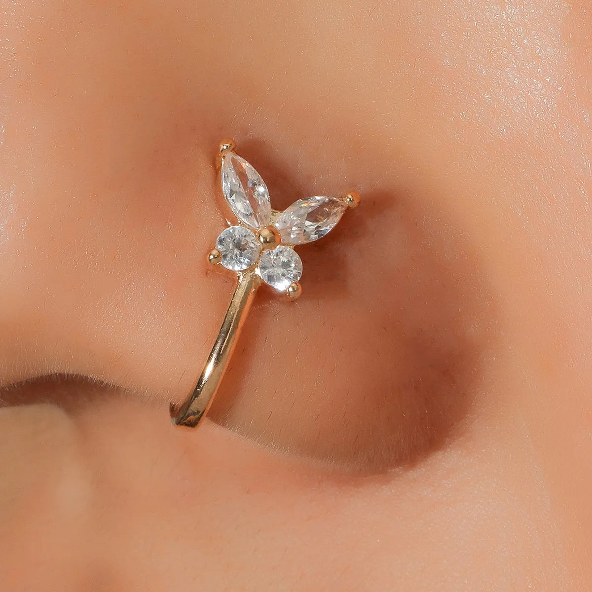 Butterfly Non-pierced Nose Clip Copper Inlaid Zircon U-shaped Nose Ring