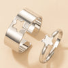 Butterfly Ring Set Creative Hollow Punk Style Couple Ring Tin Alloy Geometric Electroplated