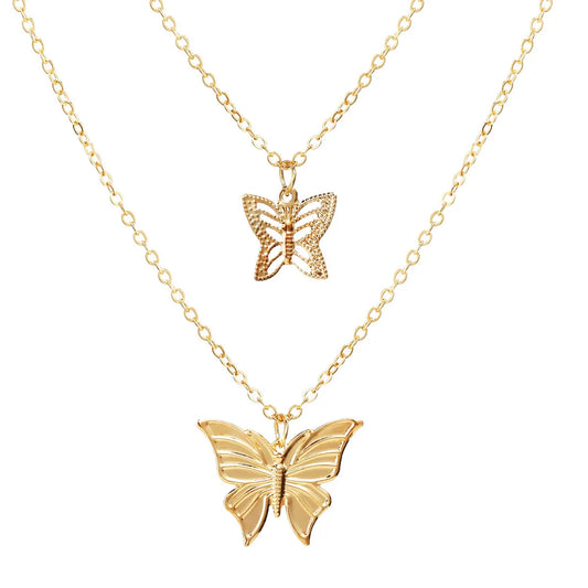 Butterfly Star Pendant Creative Retro Alloy Metal Multilayer Clavicle Chain Necklace Wholesale