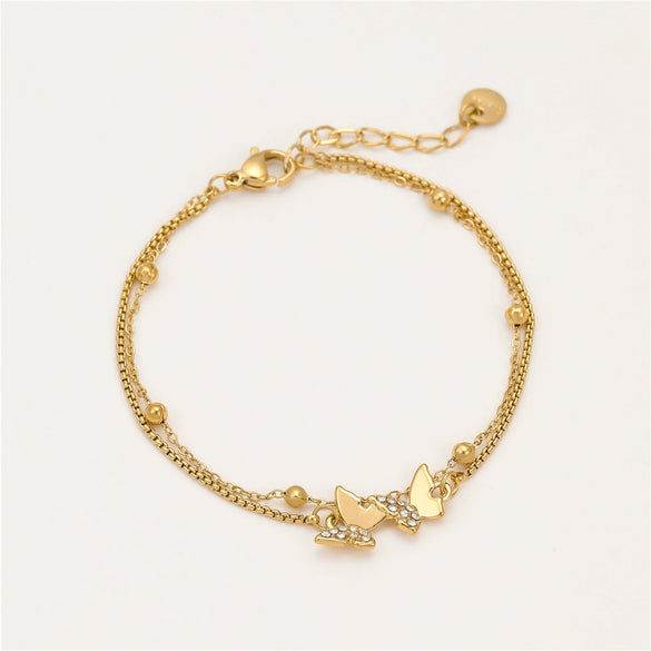Butterfly Zircon Stainless Steel Electroplated Women's Fashion Bracelet